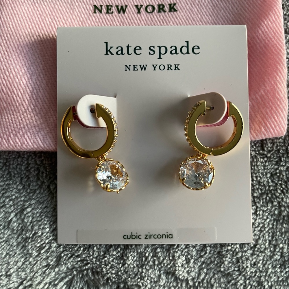 Kate Spade Something Sparkly Spade Huggie Earrings